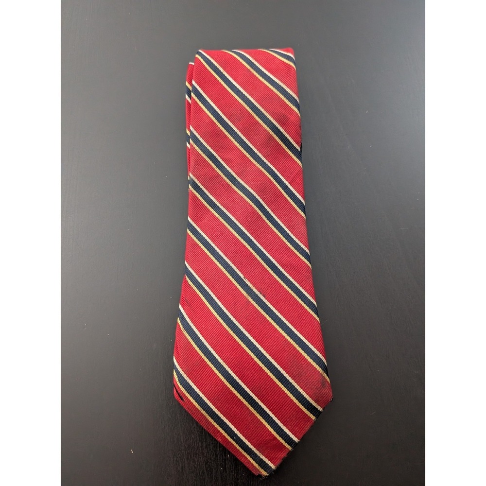 Vintage Christopher Wren Repp Striped Tie Red by Harpers Slim 58"